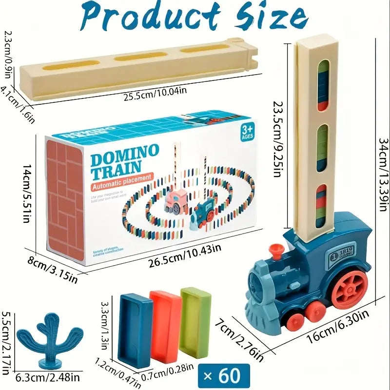 Domino Train Toy for Kids | Automatic Track-Laying with Lights and Sound for Creative Educational Play
